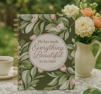 Everything Beautiful Green Wreath Spiral Journal