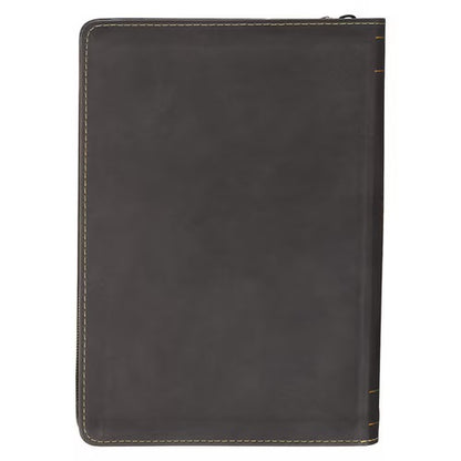 The Plans Charcoal Faux Leather Classic Journal with Zipper Closure - Jeremiah 29:11