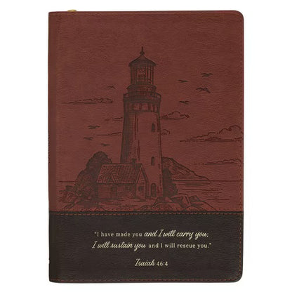 I Have Made You Two-tone Brown Faux Leather Journal with Zipper Closure - Isaiah 46:4