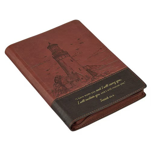 I Have Made You Two-tone Brown Faux Leather Journal with Zipper Closure - Isaiah 46:4