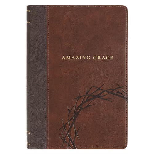Amazing Grace Brown Crown of Thorns Classic Faux Leather Journal - Isaiah 53:3