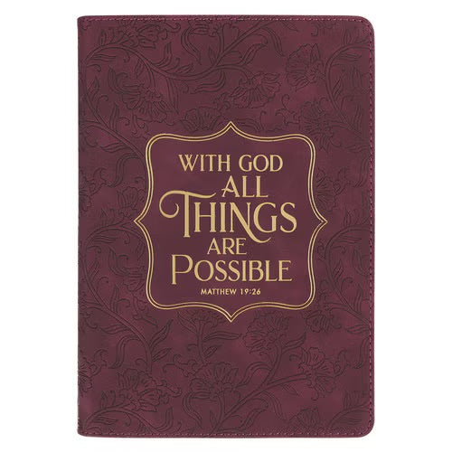 Things Are Possible Burgundy Faux Leather Classic Journal - Matthew 19:26