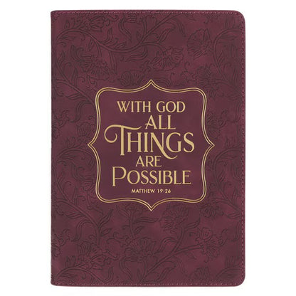Things Are Possible Burgundy Faux Leather Classic Journal - Matthew 19:26