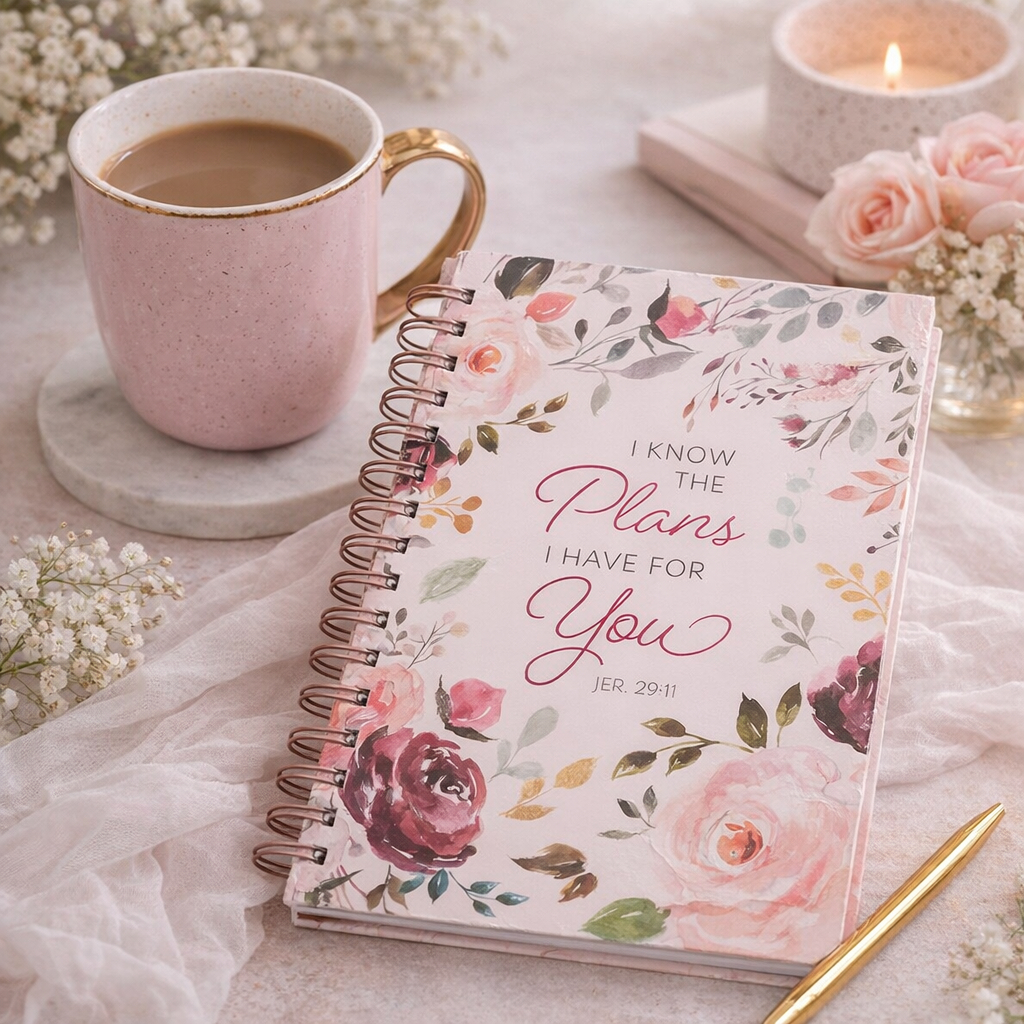The Plans I Have for You Plum Floral Wirebound Journal - Jeremiah 29:11