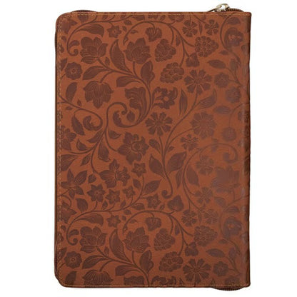 I Can Do All Things Through Christ Honey-brown Faux Leather Classic Journal with Zipper Closure - Philippians 4:13