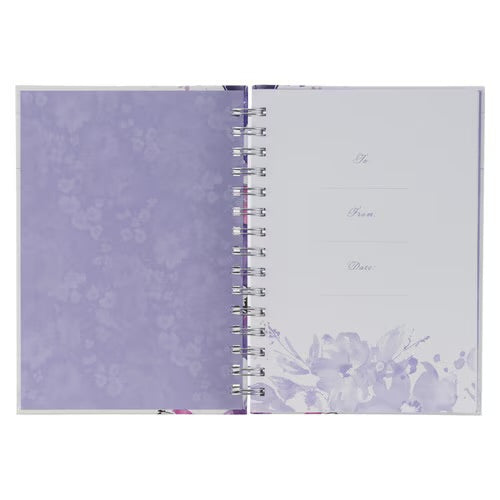 Trust in the Lord Purple Floral Garland Large Spiral Journal - Proverbs 3:5
