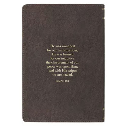 Amazing Grace Brown Crown of Thorns Classic Faux Leather Journal - Isaiah 53:3