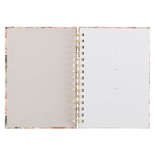 Be Strong and Courageous Delicate Dahlia Spiral Journal - Joshua 1:9
