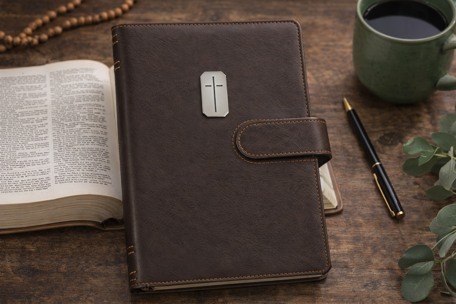 Man of God Espresso Brown Faux Leather Journal Cover with Magnetic Closure
