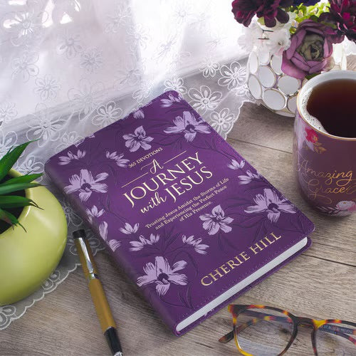 Christian Devotional Journal for Women - A Journey with Jesus Purple Faux Leather Devotional