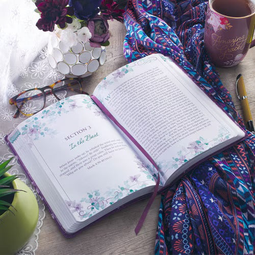 Christian Devotional Journal for Women - A Journey with Jesus Purple Faux Leather Devotional