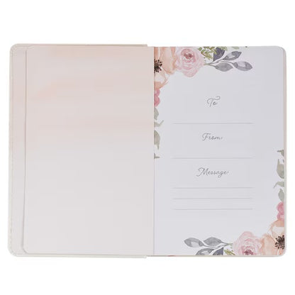 Pocket Size Christian Devotional Journal for Women - Godly Wisdom for Women White Faux Leather Devotional