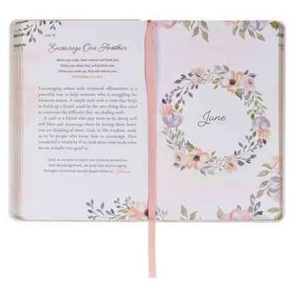 Pocket Size Christian Devotional Journal for Women - Godly Wisdom for Women White Faux Leather Devotional