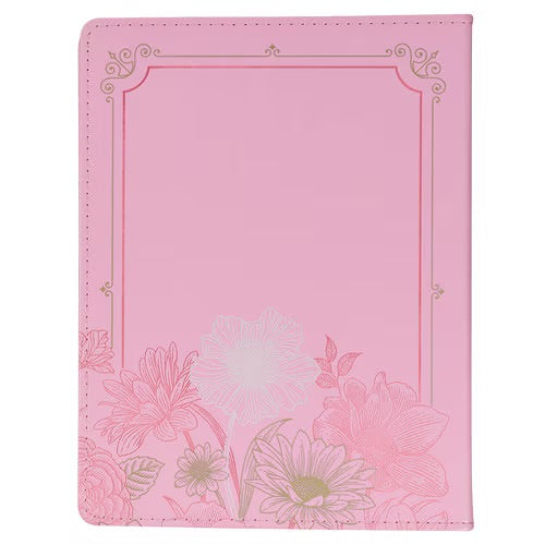 Christian Devotional Journal for Women - New Beginnings Pink Floral Faux Leather Devotional