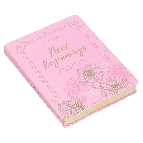 Christian Devotional Journal for Women - New Beginnings Pink Floral Faux Leather Devotional