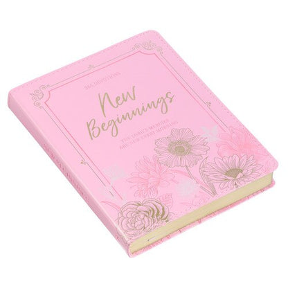 Christian Devotional Journal for Women - New Beginnings Pink Floral Faux Leather Devotional