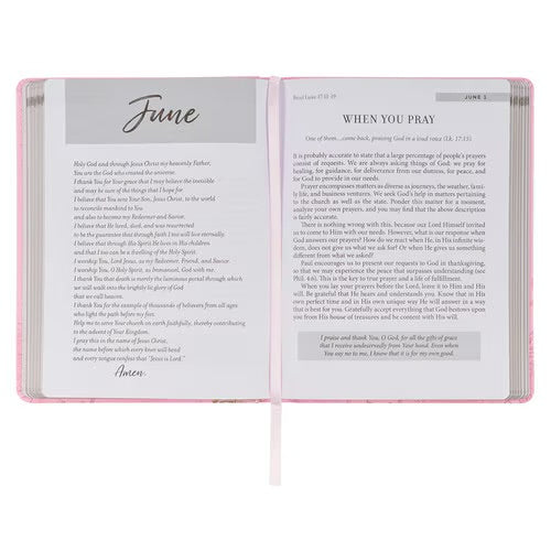 Christian Devotional Journal for Women - New Beginnings Pink Floral Faux Leather Devotional