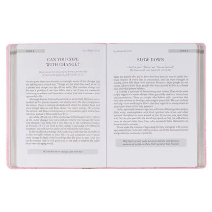 Christian Devotional Journal for Women - New Beginnings Pink Floral Faux Leather Devotional