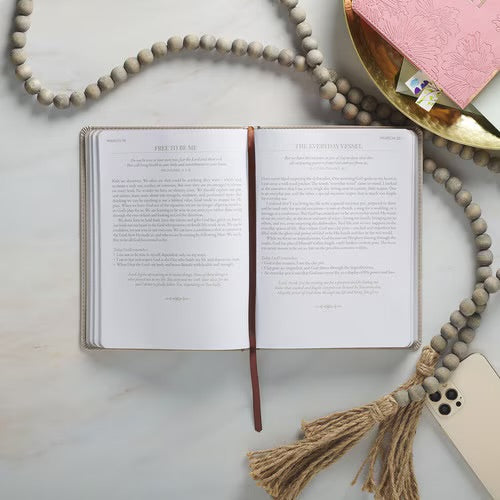 Christian Devotional Journal for Women - Ten Minutes with God for Women Taupe Faux Leather Daily Devotional
