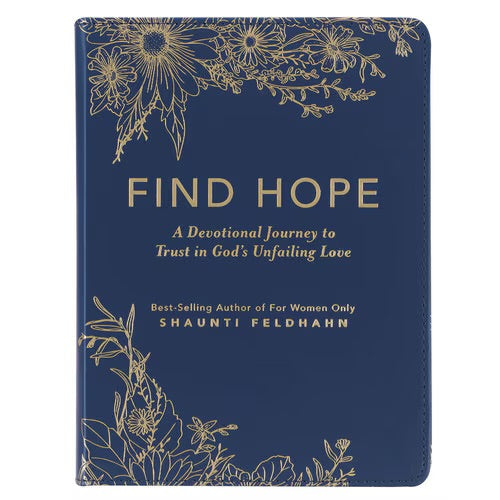 Christian Devotional Journal For Women - Find Hope Blue Faux Leather Devotional