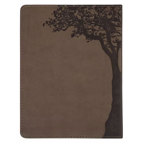 Christian Devotional Journal - Rooted in Faith Brown Faux Leather Devotional