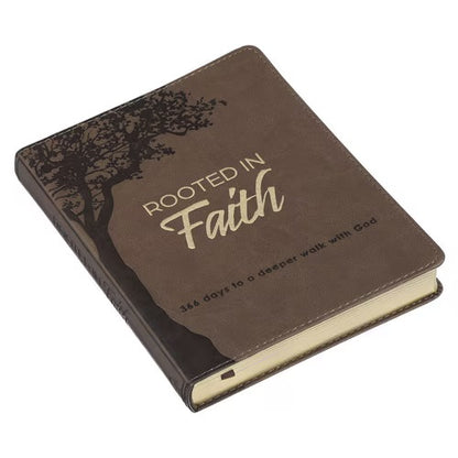 Christian Devotional Journal - Rooted in Faith Brown Faux Leather Devotional