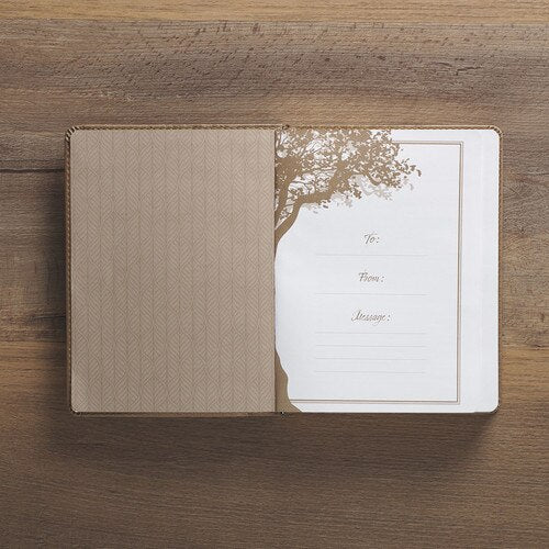 Christian Devotional Journal - Rooted in Faith Brown Faux Leather Devotional