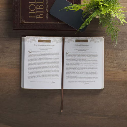 Christian Devotional Journal - Rooted in Faith Brown Faux Leather Devotional