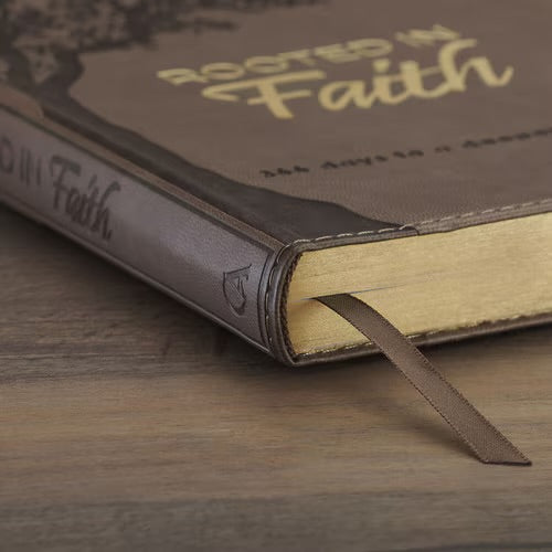 Christian Devotional Journal - Rooted in Faith Brown Faux Leather Devotional