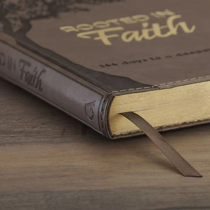 Christian Devotional Journal - Rooted in Faith Brown Faux Leather Devotional