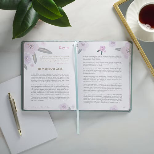 Christian Devotional Journal For Women - Find Joy Mint-Green Faux Leather Devotional