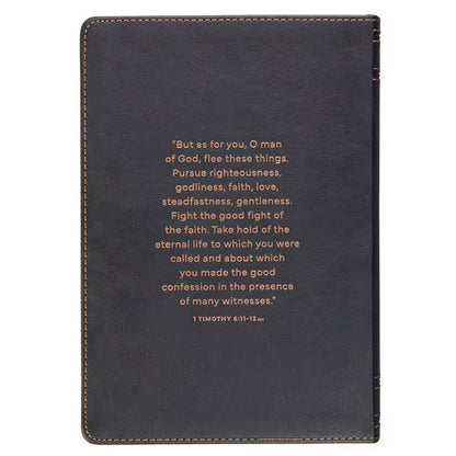 Christian Devotional Journal For Men - Man of God Two-Tone Brown Faux Leather Daily Devotional