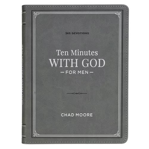 Christian Devotional Journal For Men - Ten Minutes with God for Men Gray Faux Leather Daily Devotional