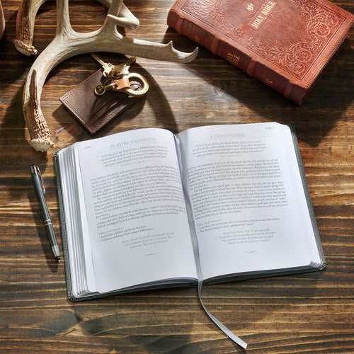 Christian Devotional Journal For Men - Ten Minutes with God for Men Gray Faux Leather Daily Devotional