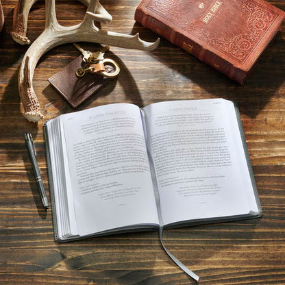 Christian Devotional Journal For Men - Ten Minutes with God for Men Gray Faux Leather Daily Devotional