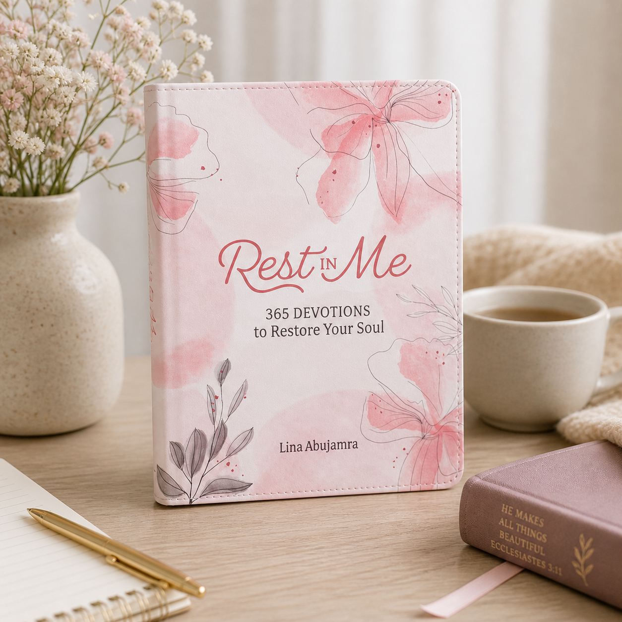 Rest in Me Pink Faux Leather 365-Day Devotional Journal