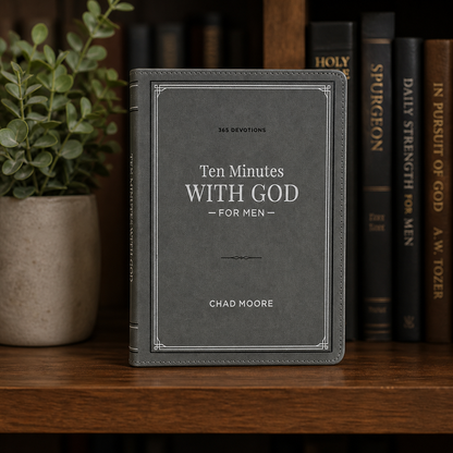 Christian Devotional Journal For Men - Ten Minutes with God for Men Gray Faux Leather Daily Devotional