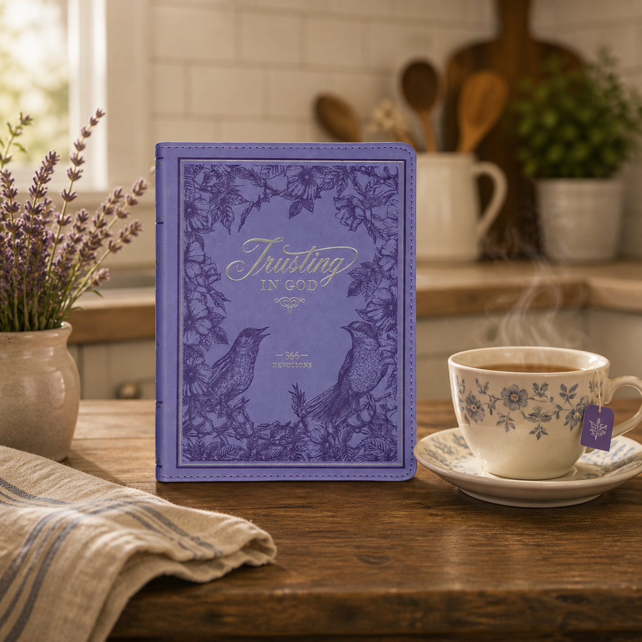 Christian Devotional Journal For Women - Trusting in God Lavender Faux Leather Devotional