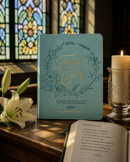 Christian Devotional Journal For Women - Find Joy Mint-Green Faux Leather Devotional