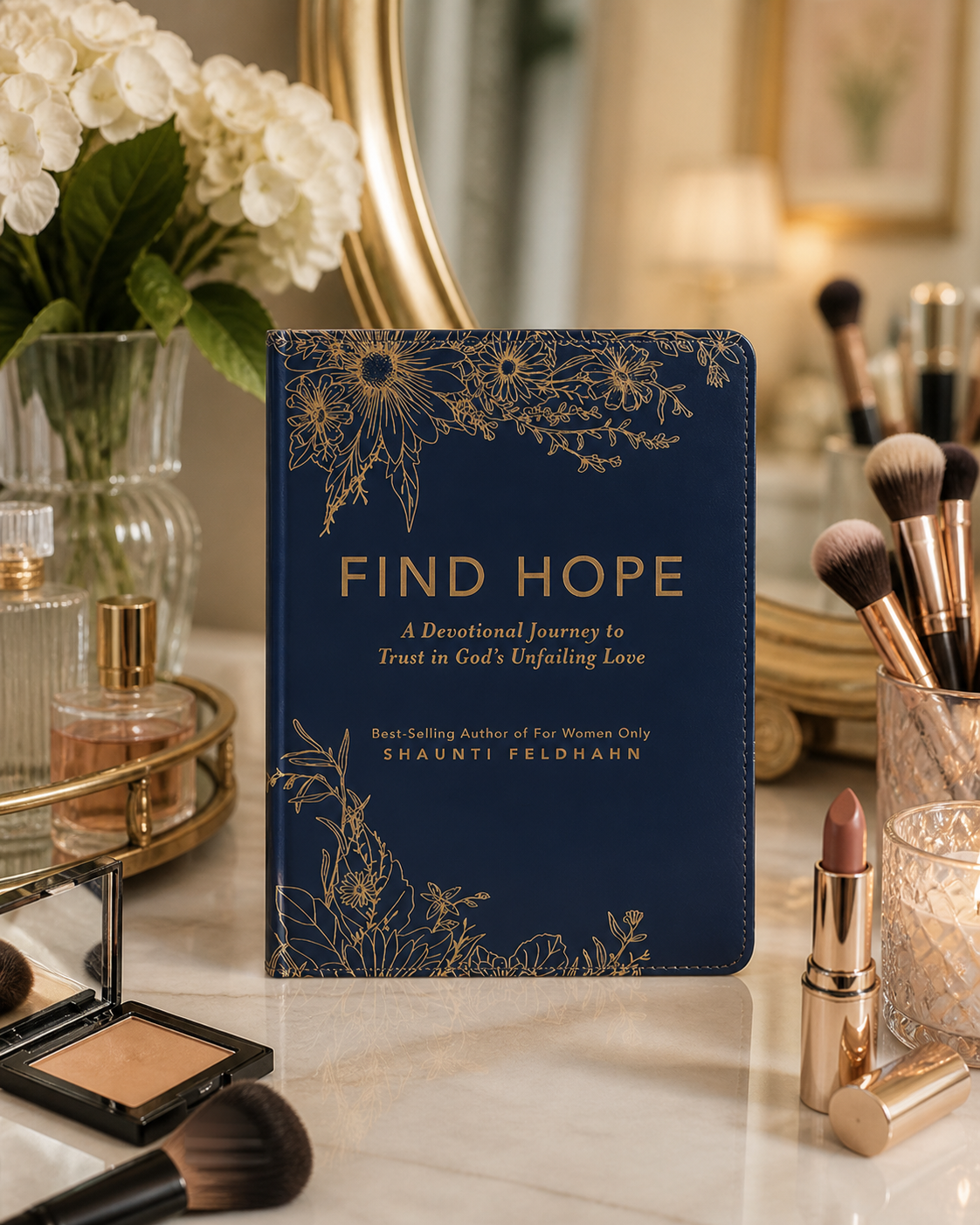 Christian Devotional Journal For Women - Find Hope Blue Faux Leather Devotional