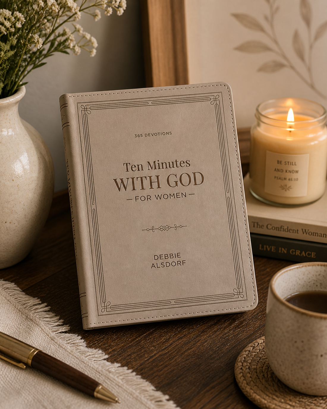 Christian Devotional Journal for Women - Ten Minutes with God for Women Taupe Faux Leather Daily Devotional