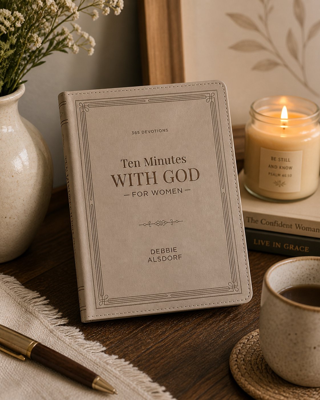 Christian Devotional Journal for Women - Ten Minutes with God for Women Taupe Faux Leather Daily Devotional