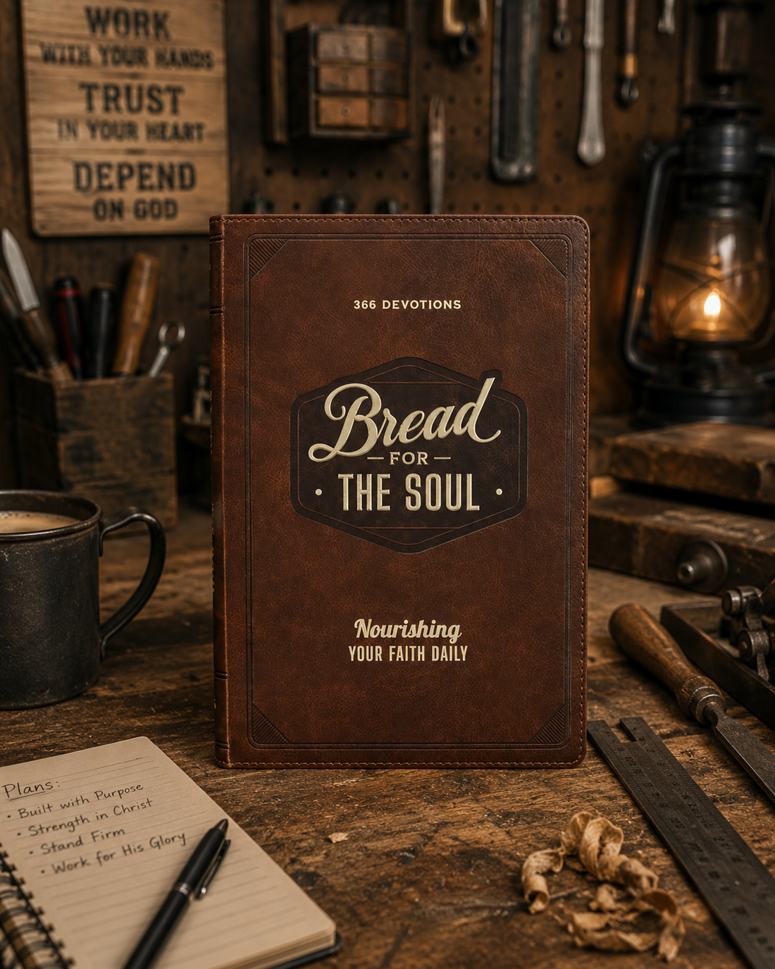 Christian Devotional Journal - Bread for the Soul Brown Faux Leather Devotional