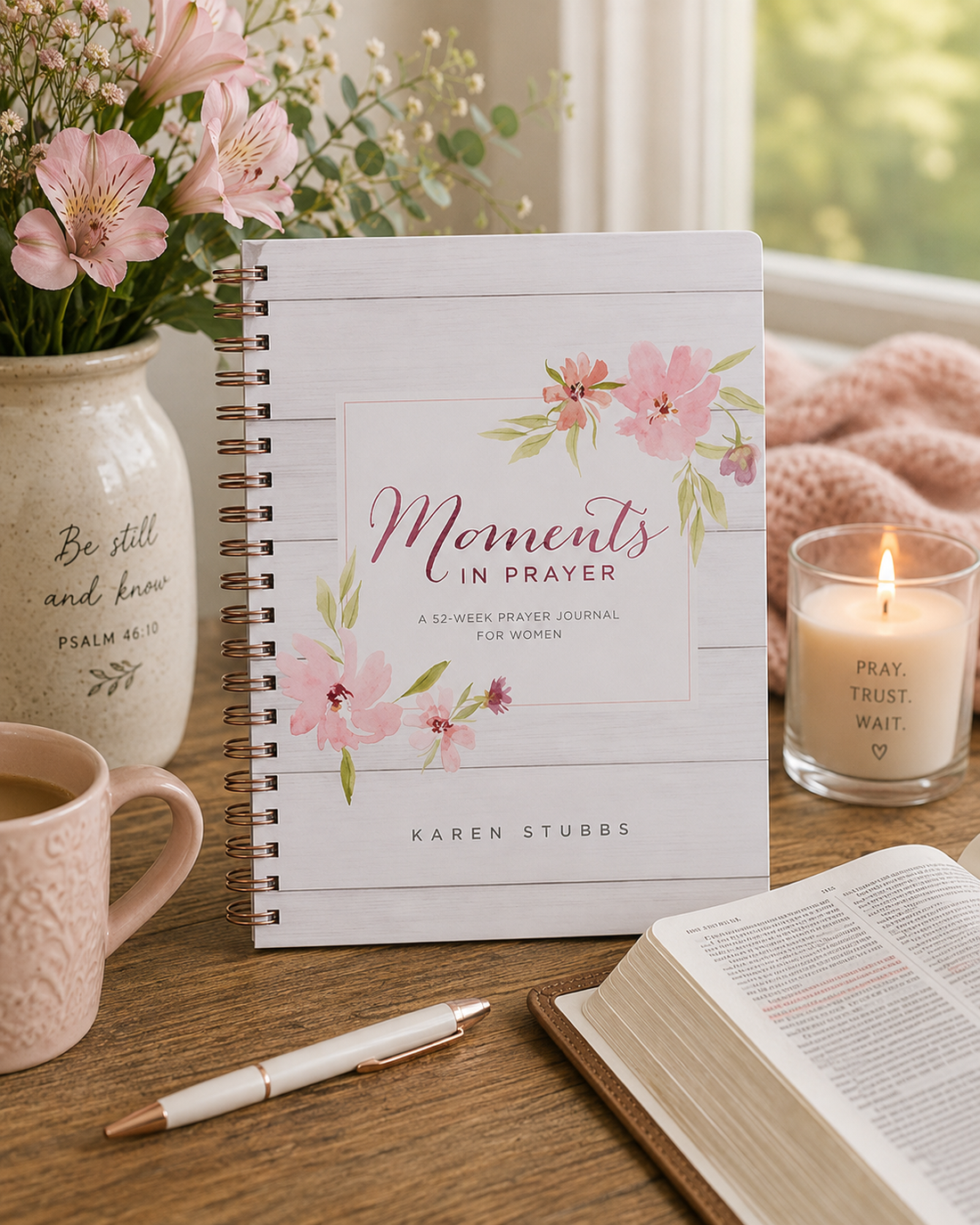 Christian Prayer Journal For Women - Moments in Prayer Wirebound Prompted Prayer Journal