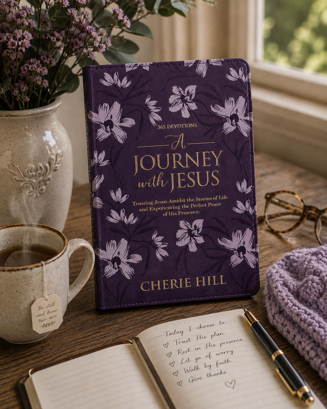 Christian Devotional Journal for Women - A Journey with Jesus Purple Faux Leather Devotional