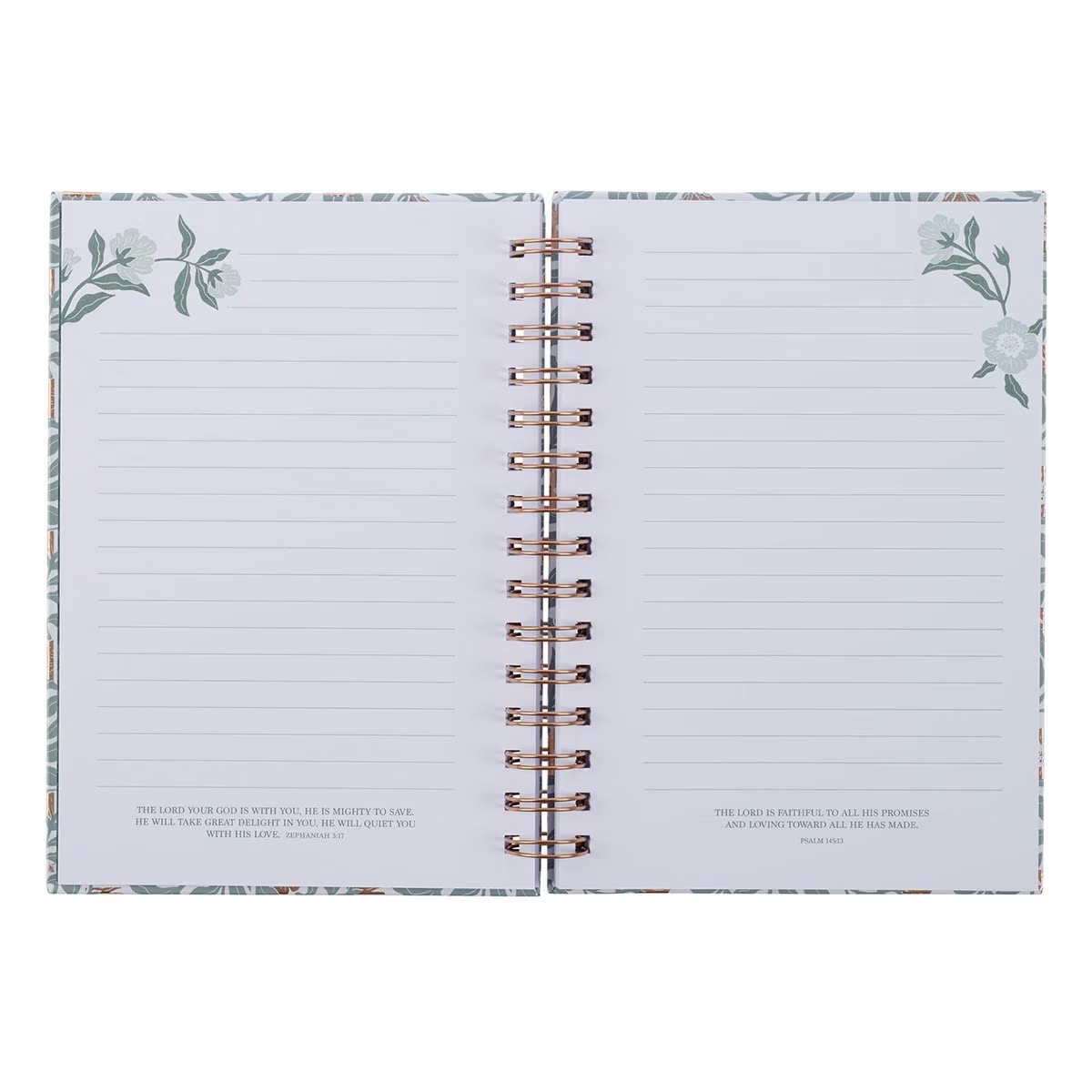 My Grace is Sufficient Teal Floral Large Wirebound Journal - 2 Corinthians 12:9