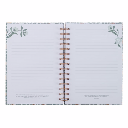 My Grace is Sufficient Teal Floral Large Wirebound Journal - 2 Corinthians 12:9