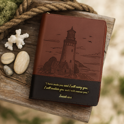 I Have Made You Two-tone Brown Faux Leather Journal with Zipper Closure - Isaiah 46:4