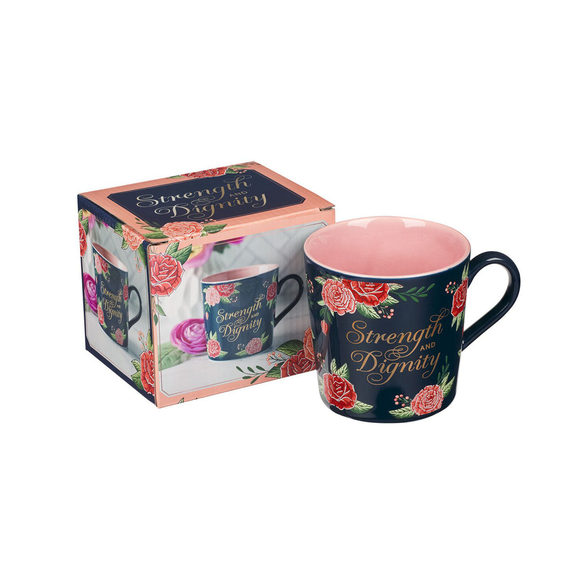 Strength and Dignity Floral Ceramic Mug