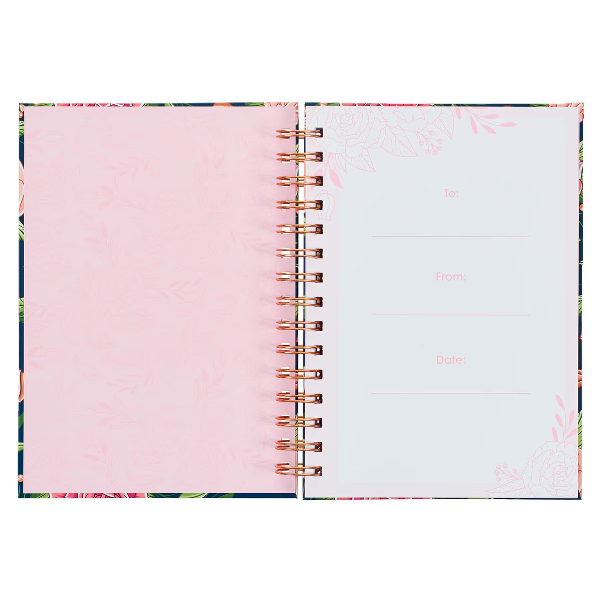 Strength and Dignity Pink Rose Large Wirebound Journal - Proverbs 31:25
